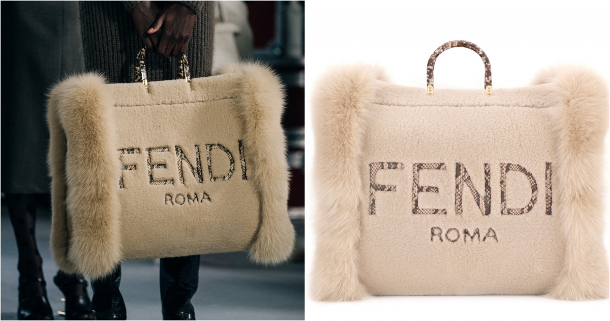 FENDI Sunshine Shopper系列 羊絨飾蟒蛇皮革包款 建議售價NT$350,000