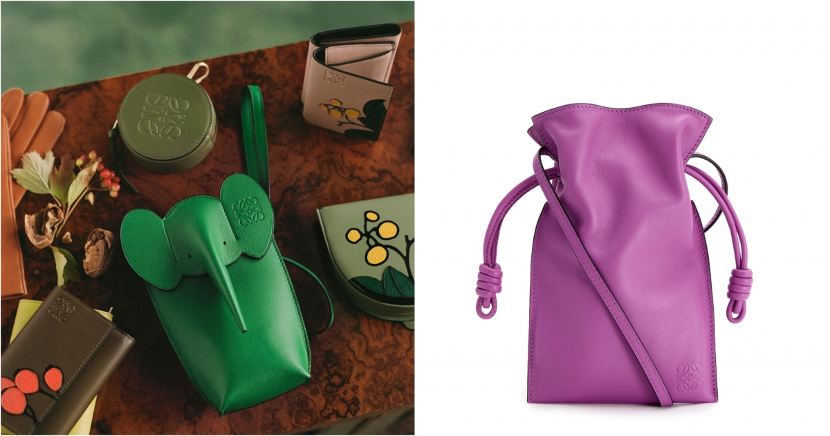 LOEWE Flamenco亮紫色小牛皮斜背小包，NT$44,000