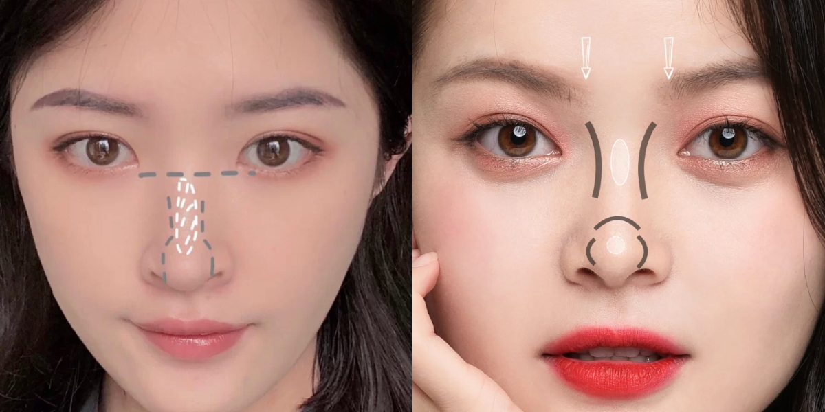 不同鼻型鼻影修容技巧3:長鼻子