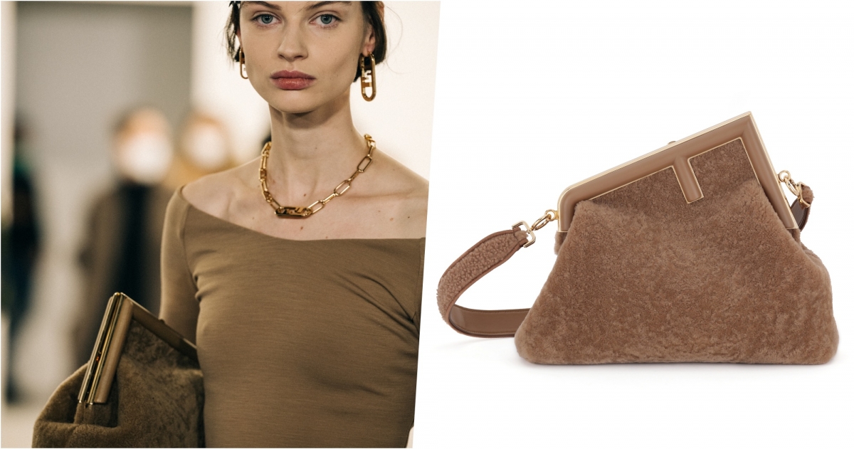 FENDI First系列 駝色羊絨造型包款(中)，NT$118,000