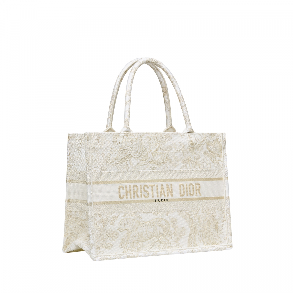 Dior Book 淡金色法式印花刺繡帆布小型托特包,NT$98,000