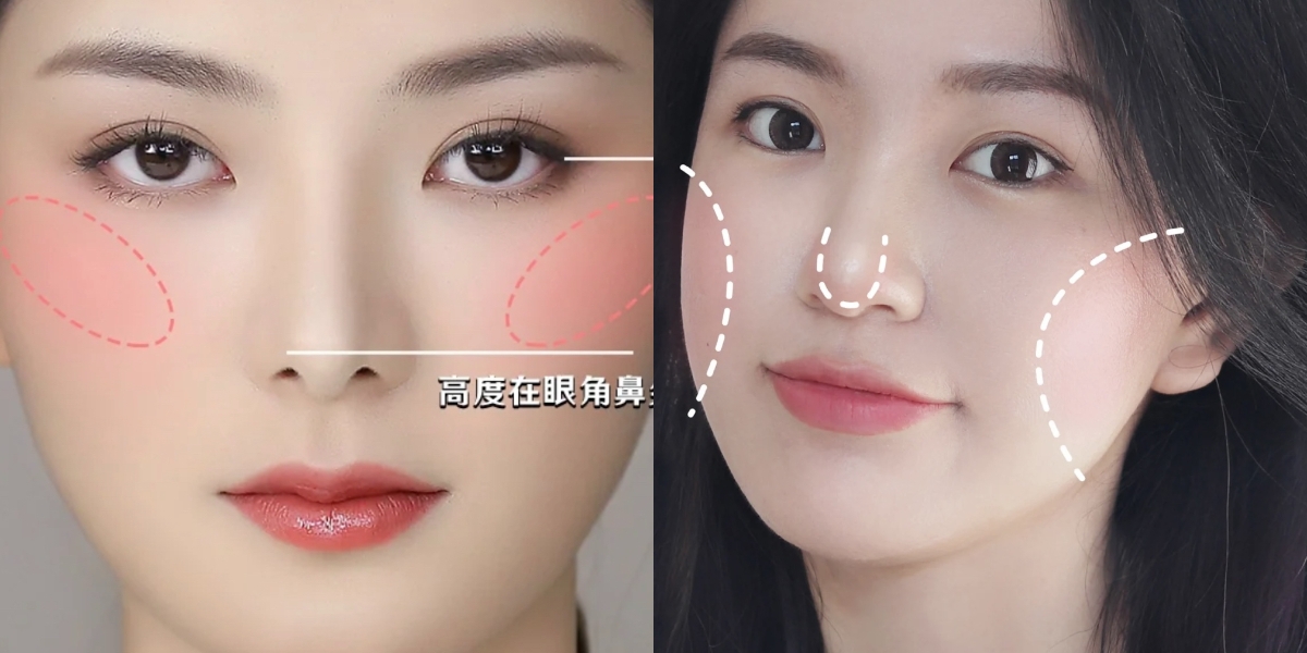 圓臉型「瘦臉化妝法」2:斜刷腮紅