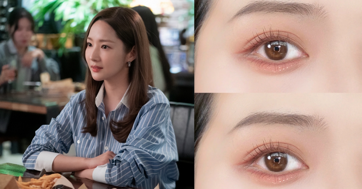 《社內戀愛》朴敏英妝容重點2:低飽和眼影+笑眼眼線