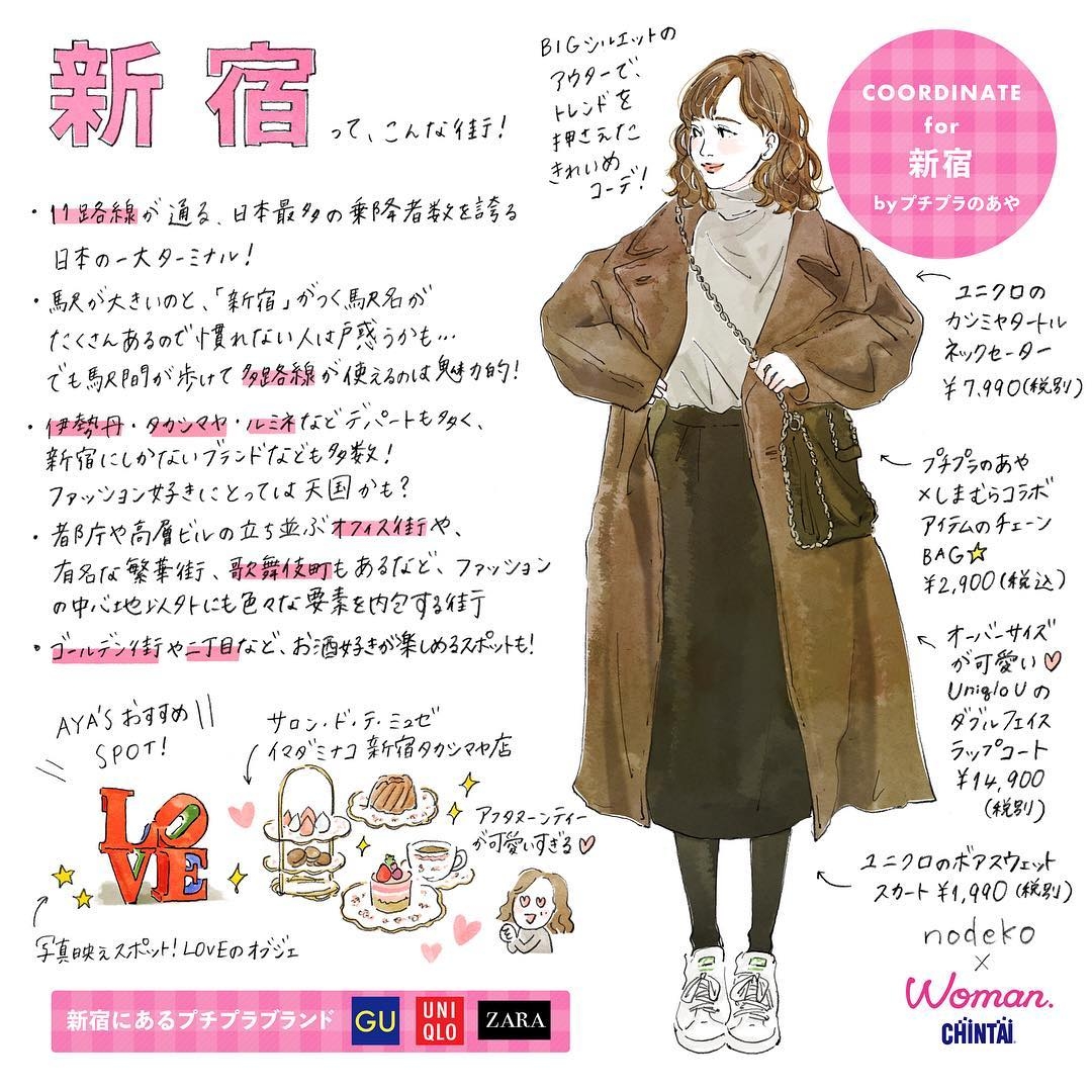 日本插畫家 nodeko 筆下的「新宿女孩」。