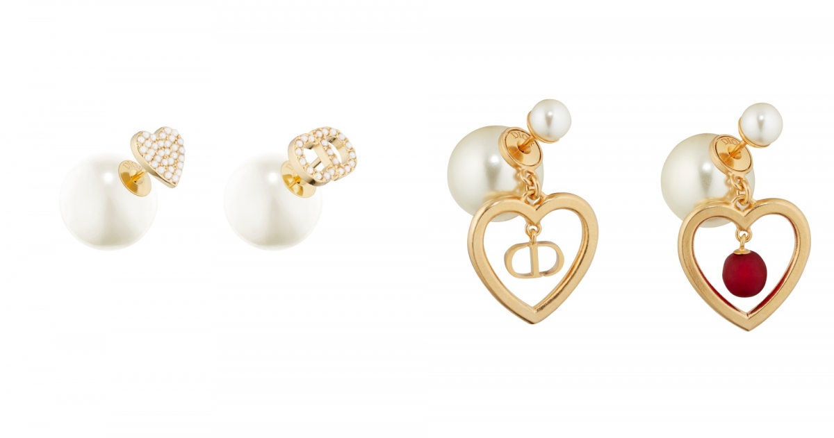 Dior Tribales CD 愛心金屬珍珠耳環 NT$18,000,Dior Tribales 愛心造型金屬珍珠耳環,NT$21,000