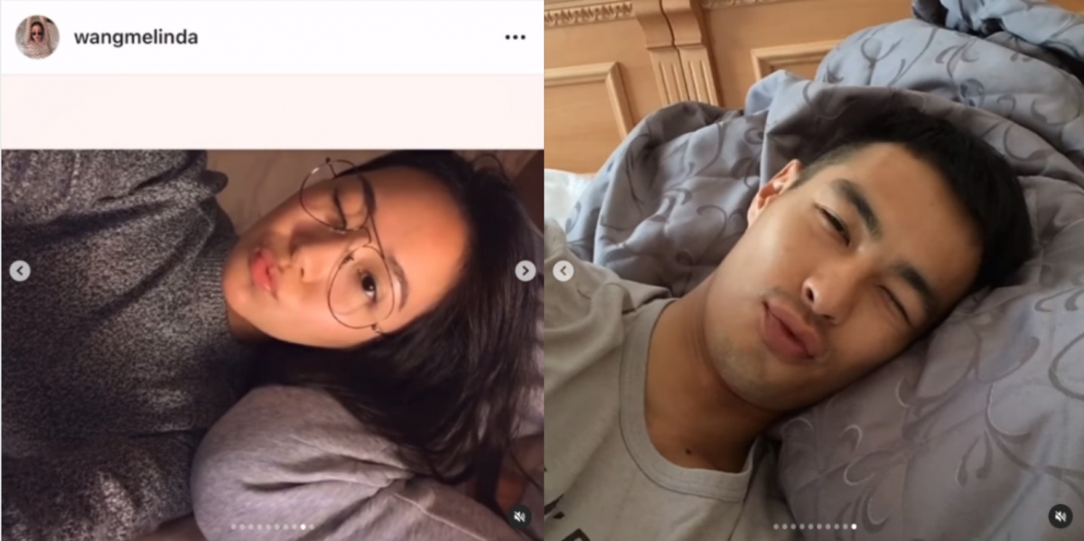 楊祐寧也模仿老婆躺在床上眨眼的俏皮小影片。