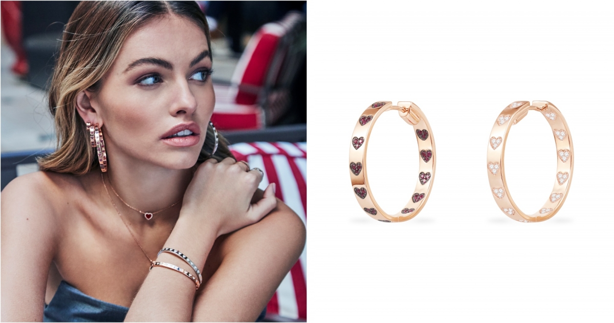 APM Monaco加厚圓環紅心耳環 Chunky Hoop Earrings with Red Hearts，NT$5,700