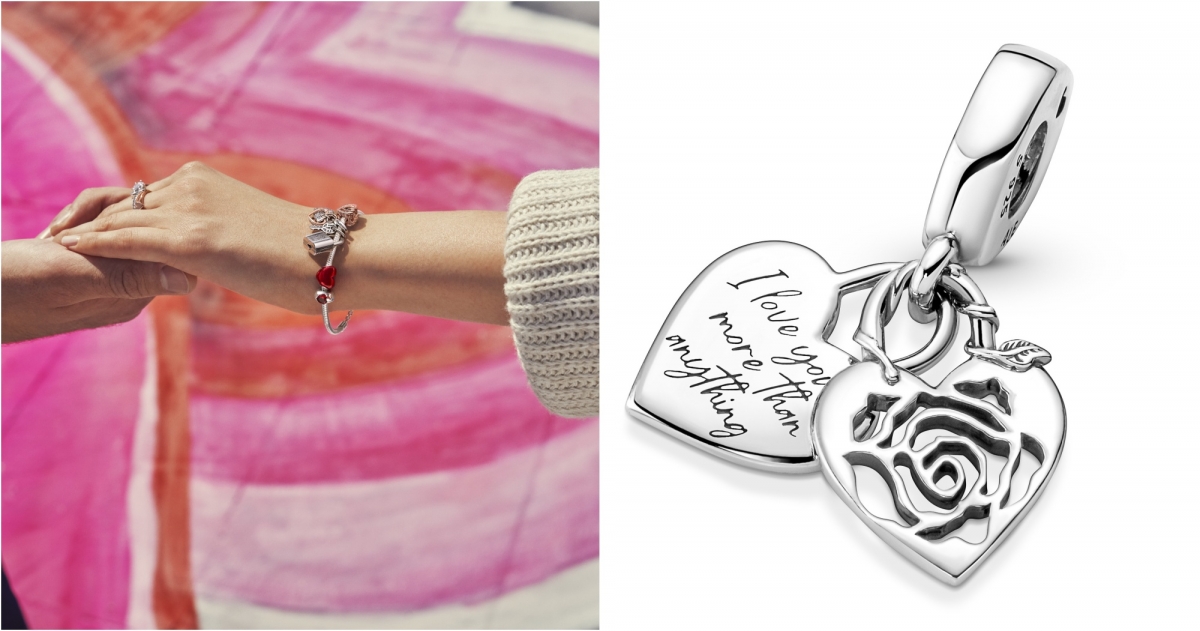 Pandora玫瑰愛心掛鎖吊飾，NT$1,880
