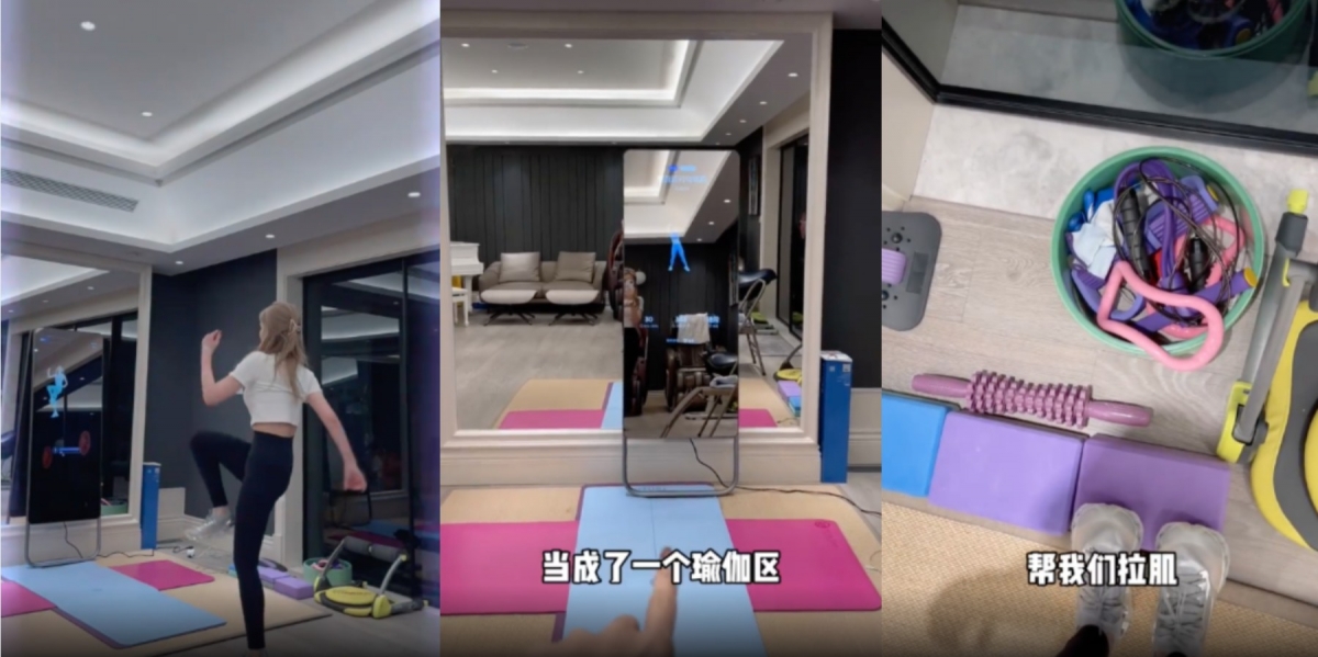 周揚青透露她的媽媽也會在家中這區域做瑜伽。