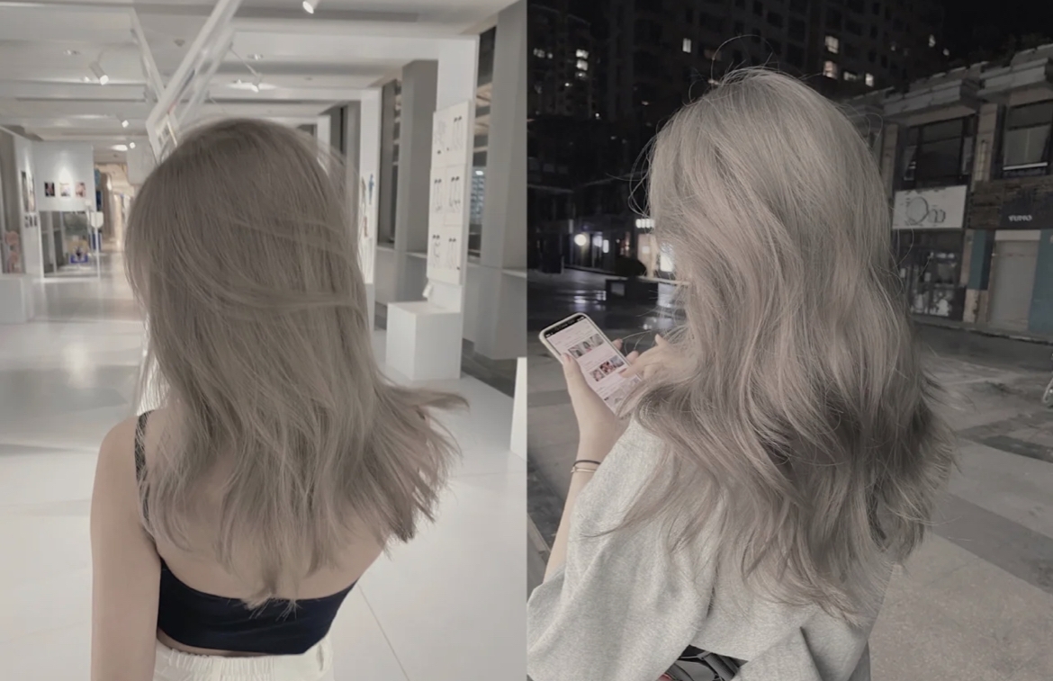 奶茶冷灰棕，是在奶茶色的底色上加入了一點灰色調，染完後是很美又顯白的灰霧質感