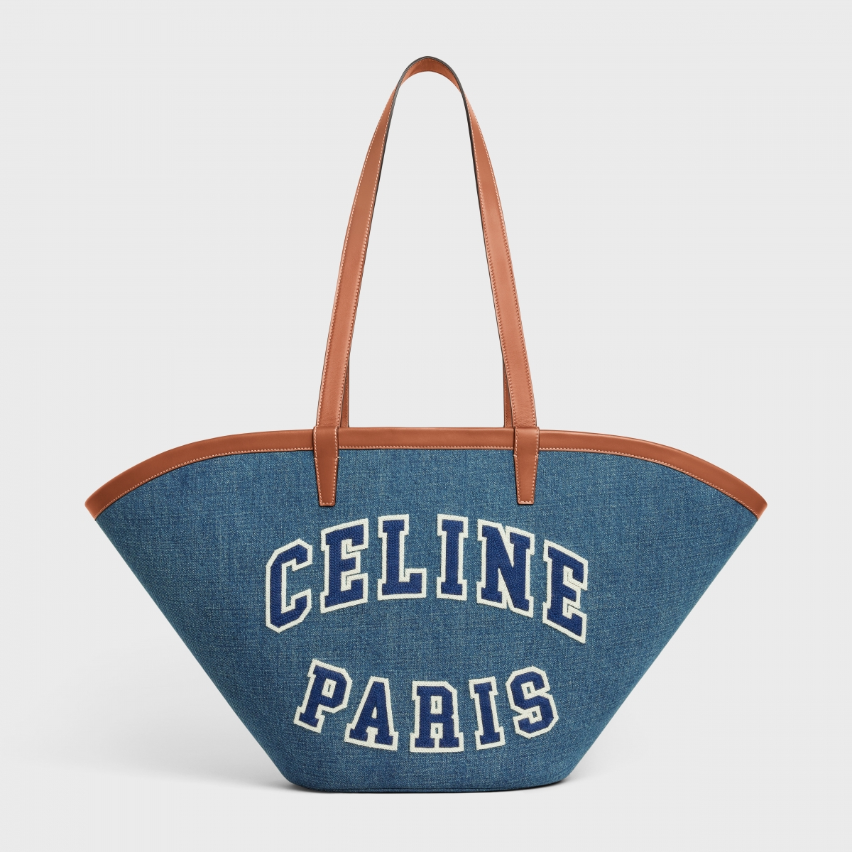 CELINE COUFFIN皮革緄邊丹寧大型托特包，NT$63,000