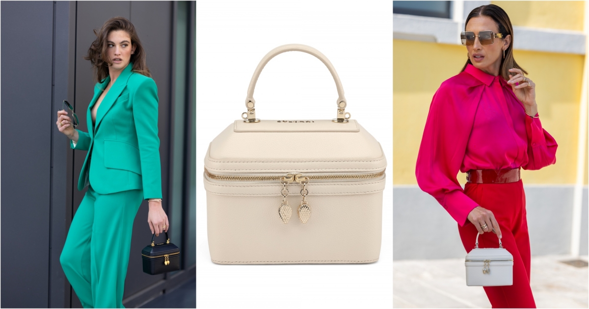 BVLGARI Serpenti 象牙蛋白石色小牛皮珠寶盒包,NT$78,500