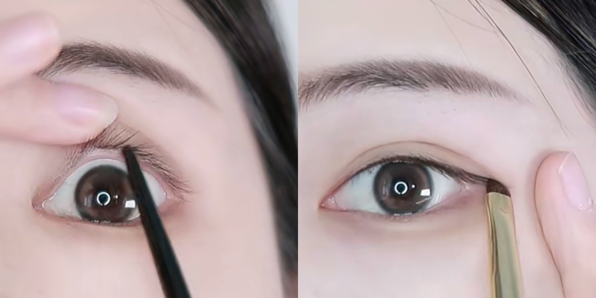 內雙/單眼皮眼線畫法Step1:眼線膠筆填充睫毛根部