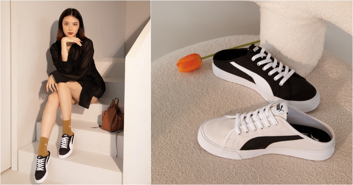 PUMA Bari Mule，NT$1,780、Fashion單豹素色半統襪，NT$160