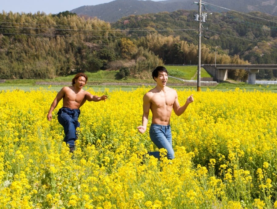 季節限定的「猛男們在油菜花田」