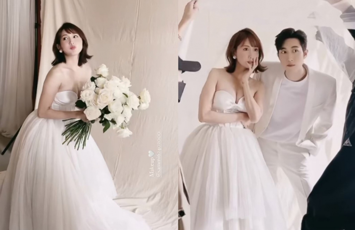 粿粿分享了拍婚紗的花絮照。