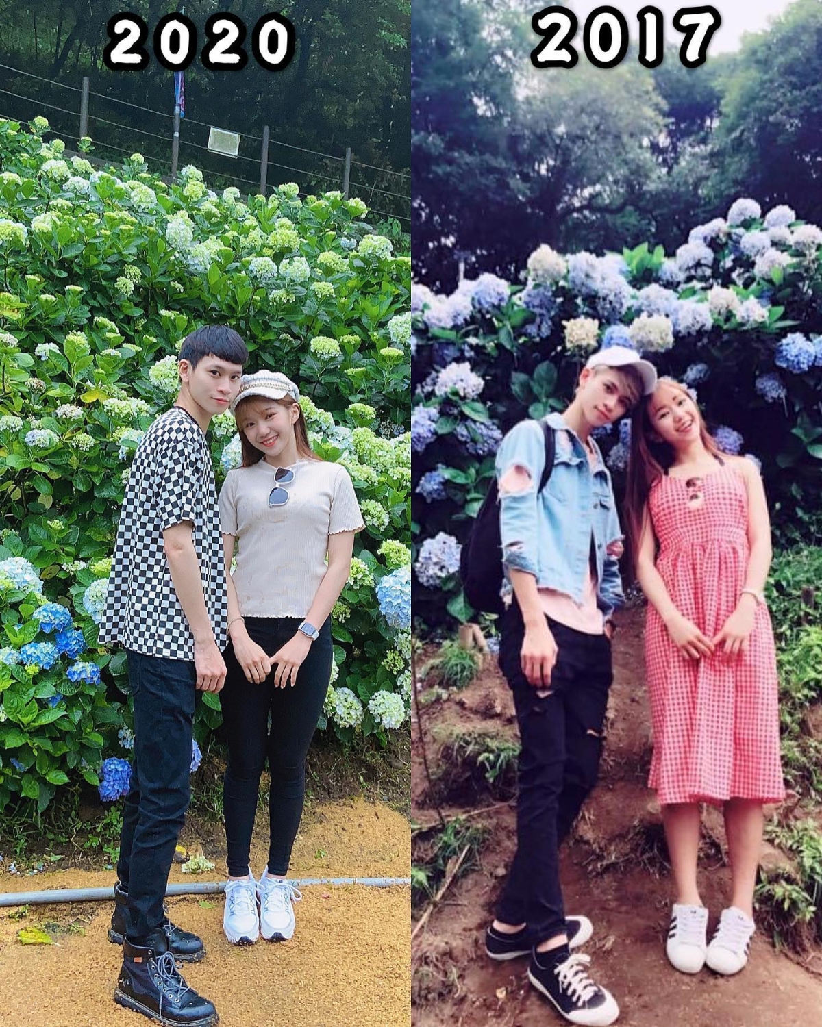 兩人過去曾在社群上發過3年前後的對比照