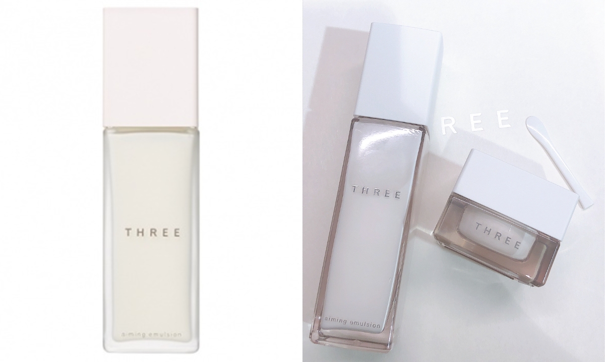 保濕「精華液/乳液」推薦4: THREE 極致活顏水凝乳 R,100ml/NT$3,100