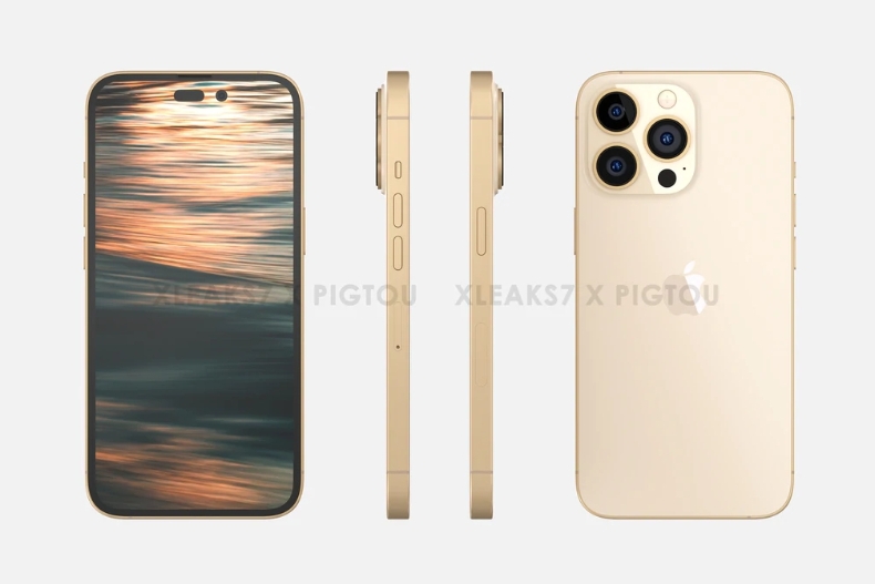 iPhone 14 渲染圖新色絲綢奶油金