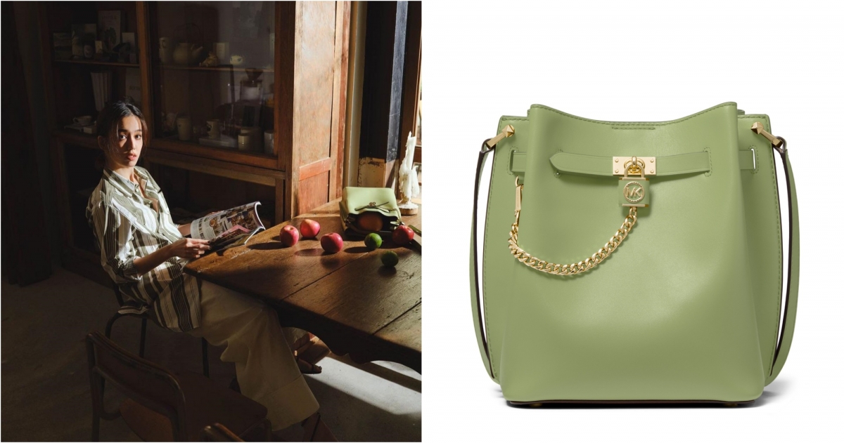 MICHAEL Michael Kors Hamilton 綠色皮革肩背包，NT$20,400