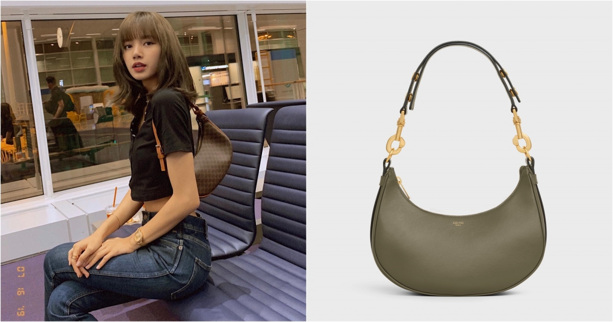 CELINE_AVA小牛皮革釦環半月包,NT$64,000