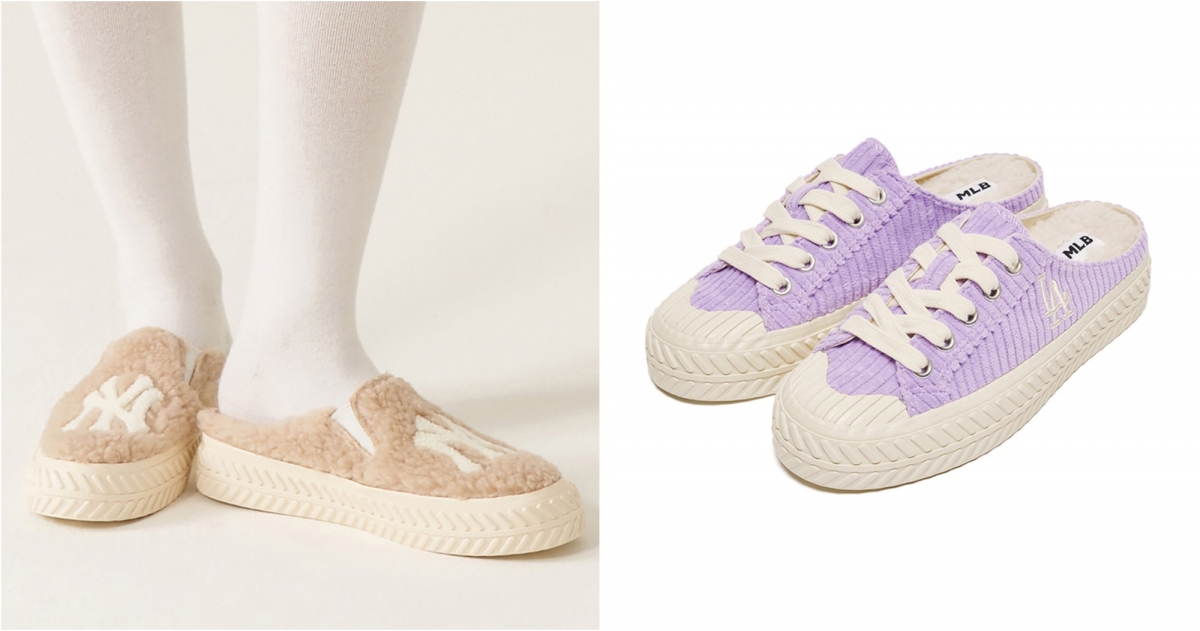 MLB FLEECE穆勒鞋 PLAYBALL系列，NT$2,290 /MLB 燈芯絨穆勒鞋 PLAYBALL系列，NT$2,290