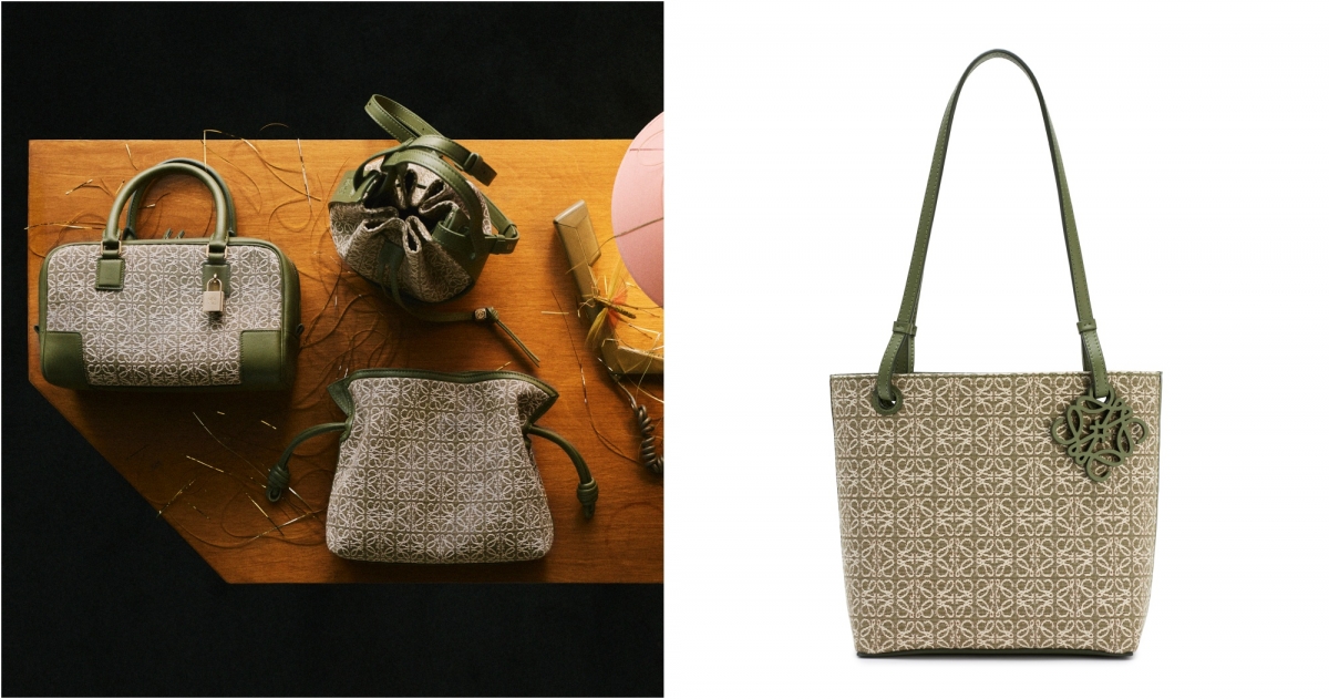 LOEWE Square酪梨綠提花方形托特包,NT$55,000