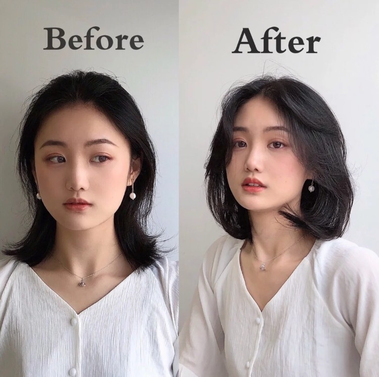 八字瀏海+內彎捲