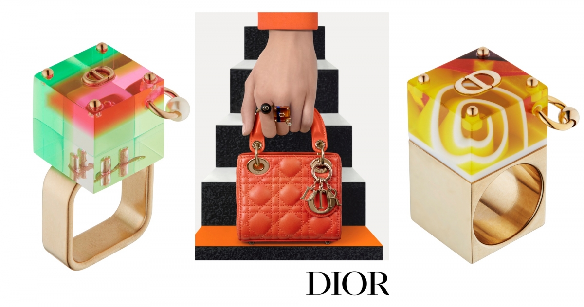 Dior Sorbet 多彩透明樹脂戒指,NT$18,500_Dior Sorbet 黃色透明樹脂戒指,NT$24,000
