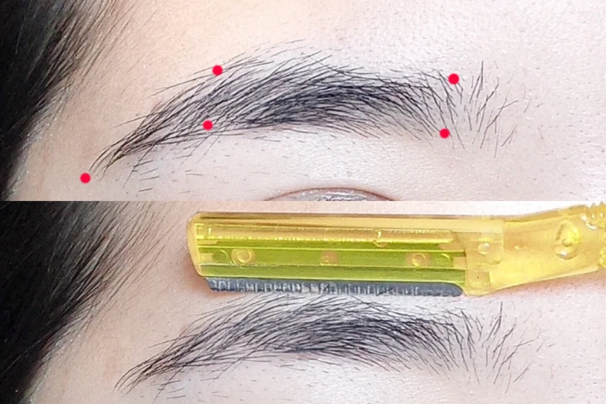 STEP 2：修眉刀向下修出眉型