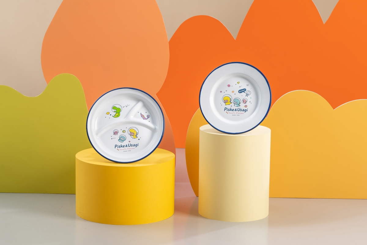 卡娜赫拉的小動物-漫遊恐龍星空琺瑯盤2入組