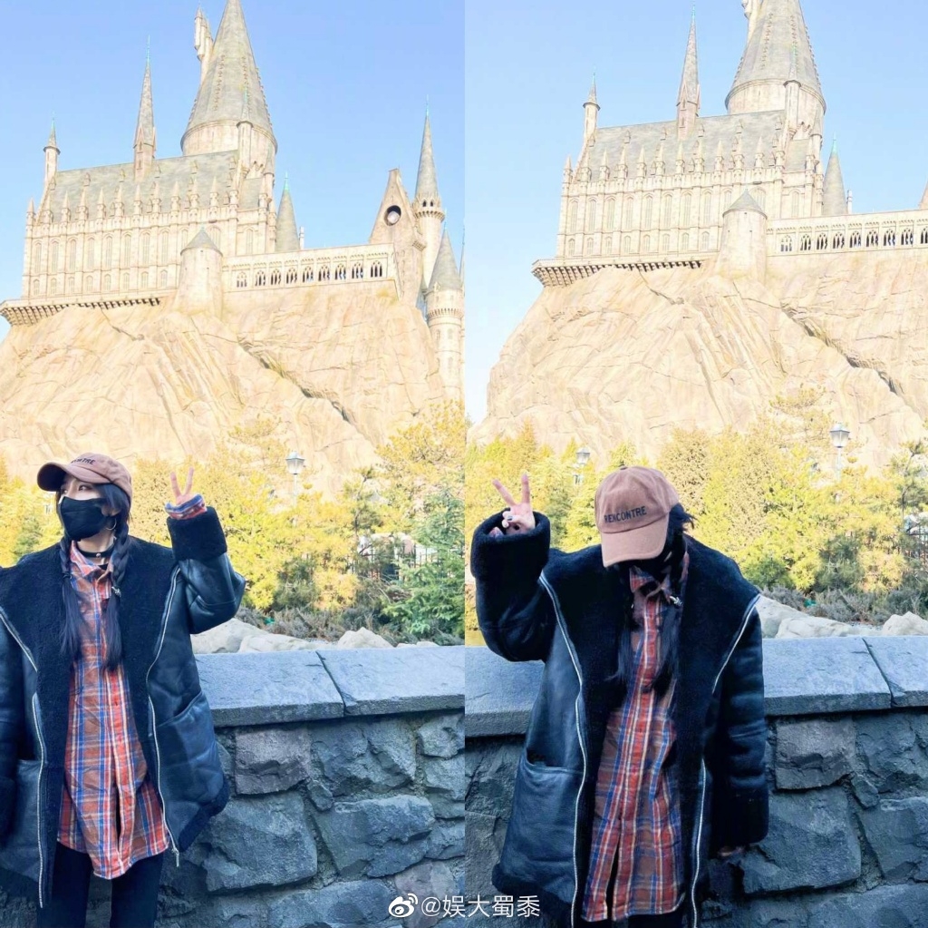 楊冪在上個月被朋友分享了開心到環球影城遊玩的照片