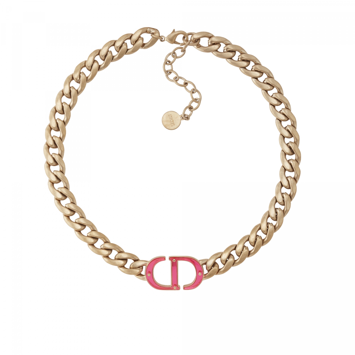 Dior 30 Montaigne 粉色透明樹脂 CD logo 金色項鍊,NT$32,500