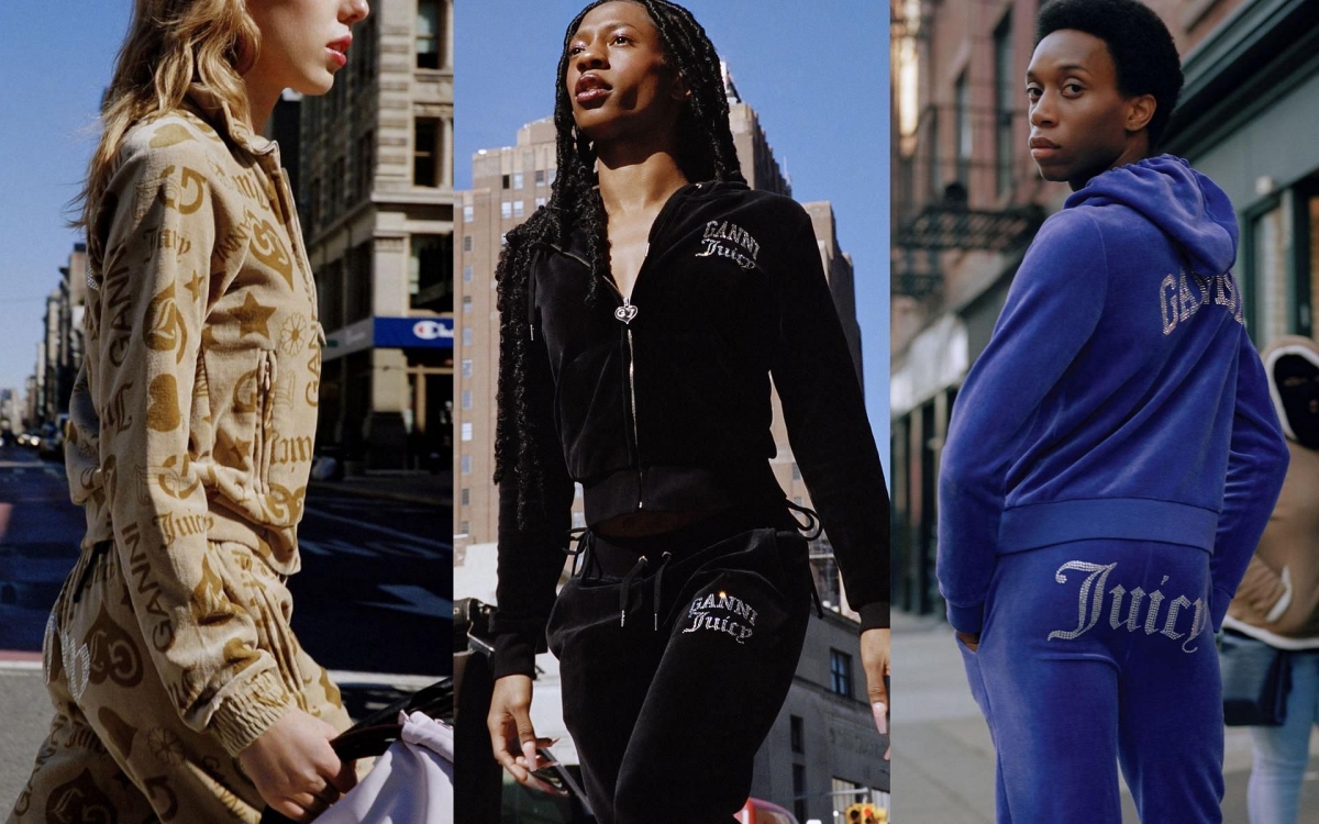 Ganni × Juicy Couture 聯名系列帶我們回到千禧年間的 Y2K 風潮。