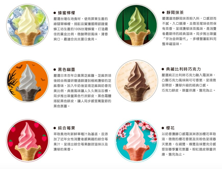 全家霜淇淋口味歷年