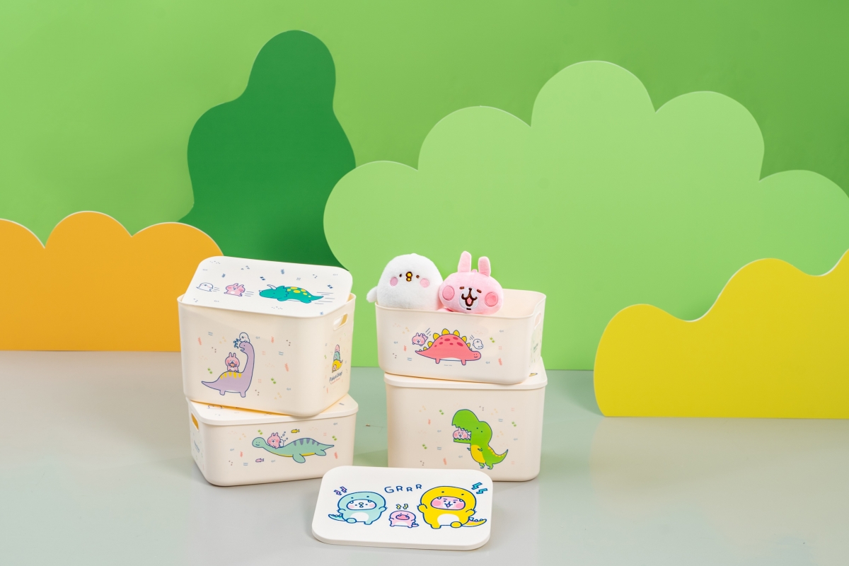 卡娜赫拉的小動物-悠閒恐龍收納箱2入組