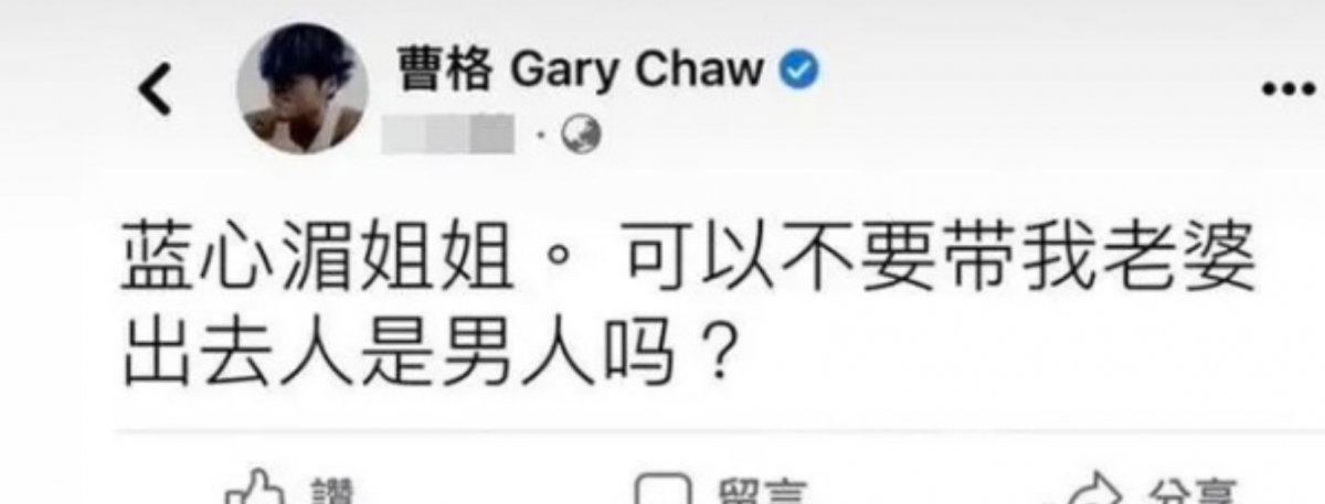 曹格PO文怒罵藍心湄。