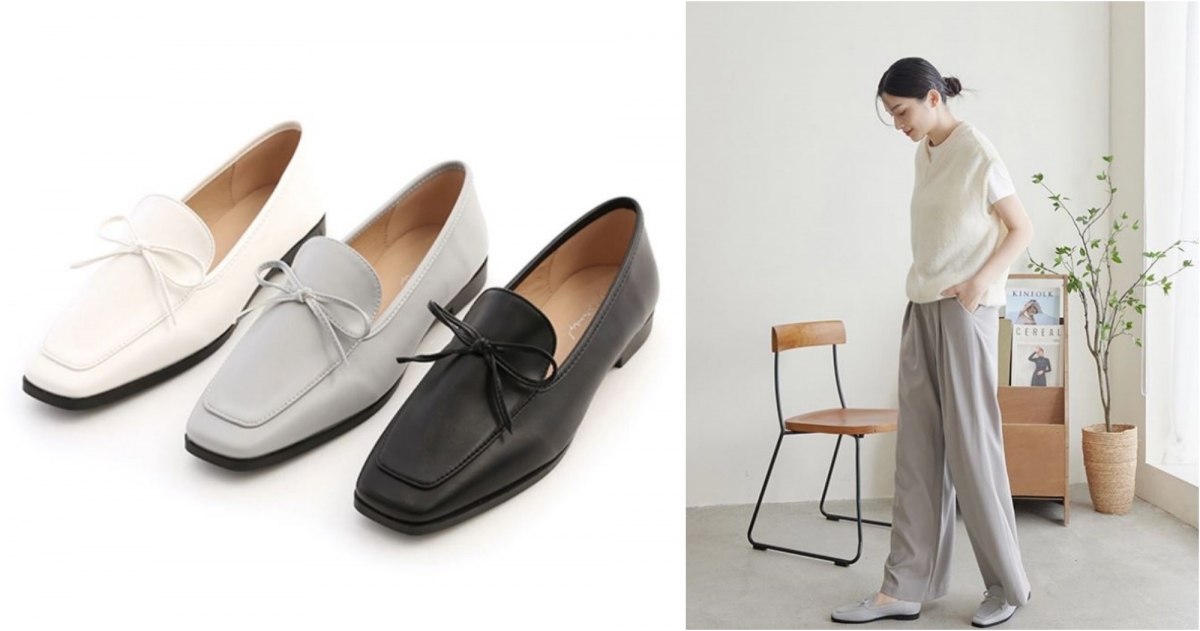 D+AF方頭蝴蝶結平底樂福鞋，NT$880