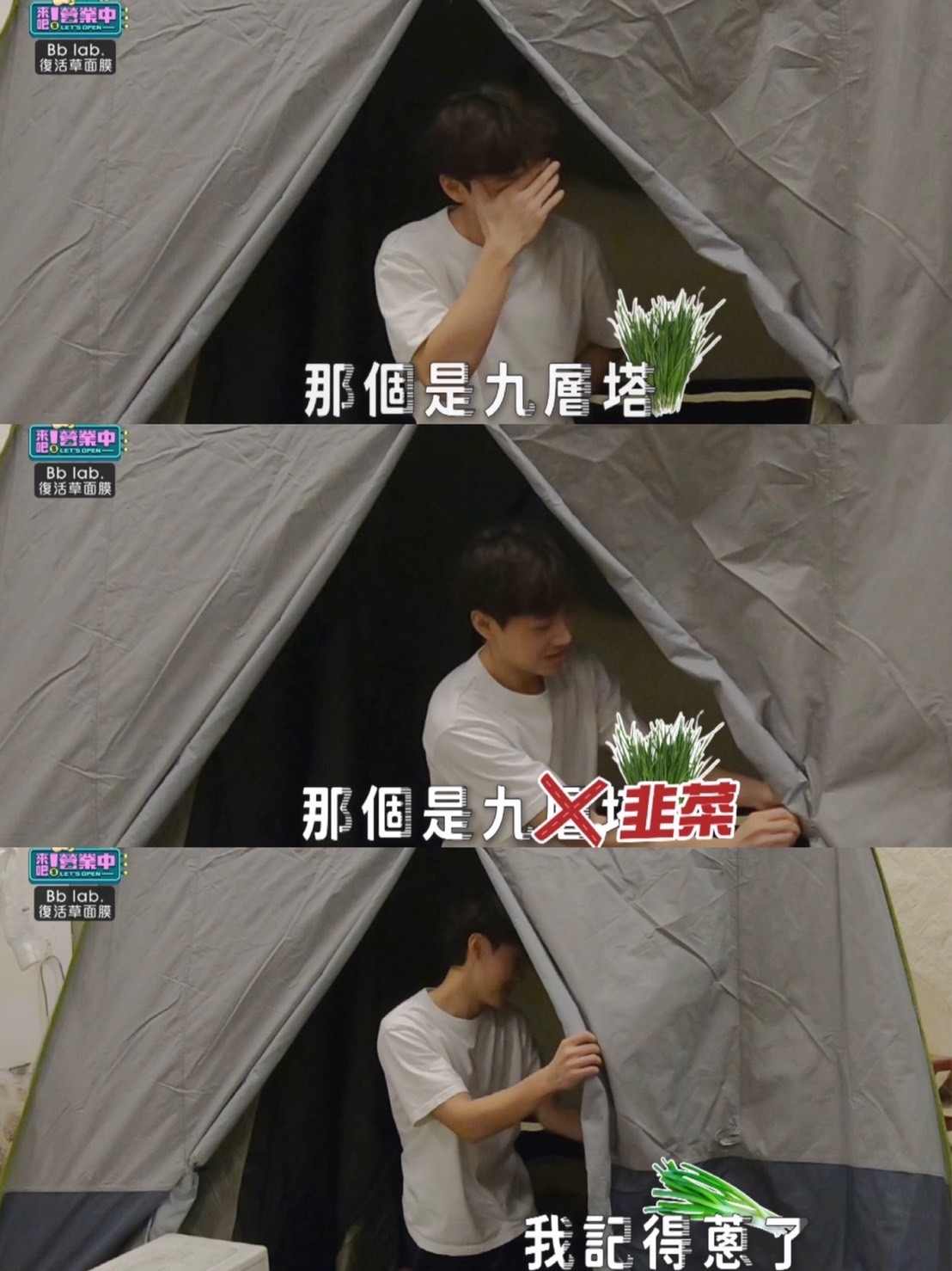 顏佑庭糗把韭菜誤認為九層塔