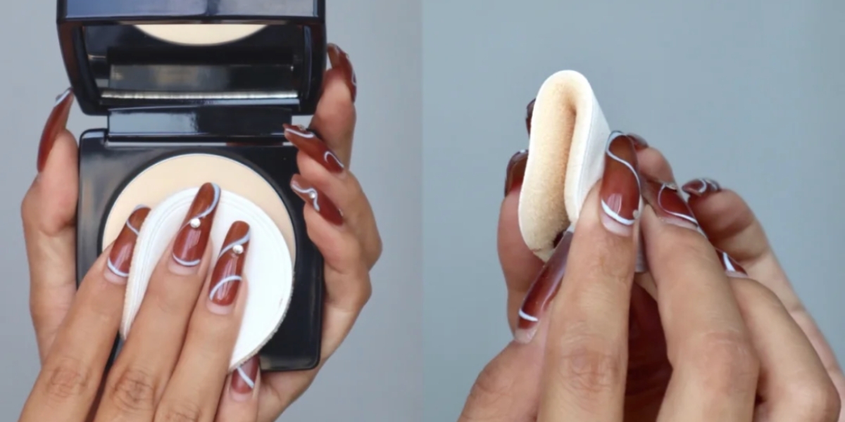 正確氣墊粉餅用法1:氣墊粉餅對折控制用量