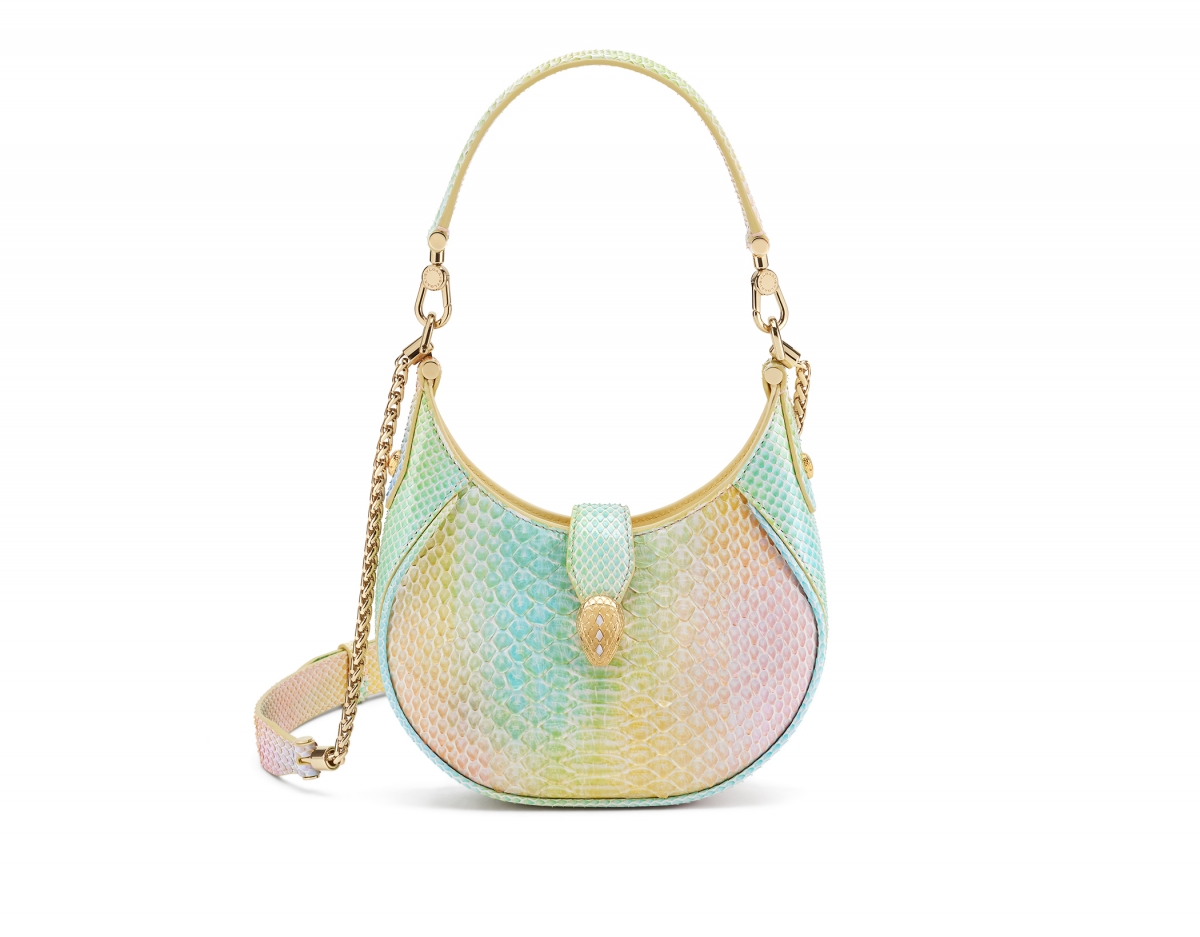 BVLGARI Serpenti Hobo春意繽紛蟒蛇皮新月包，NT$102,800