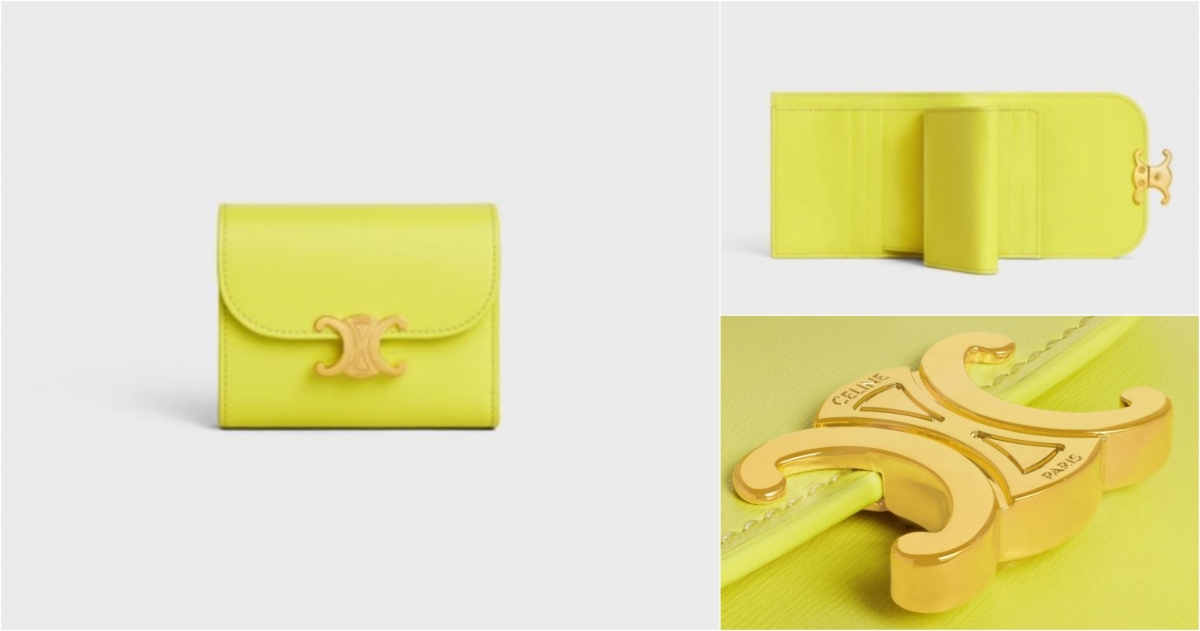 CELINE 亮面小牛皮小型TRIOMPHE銀包 ANIS,NT$22,500