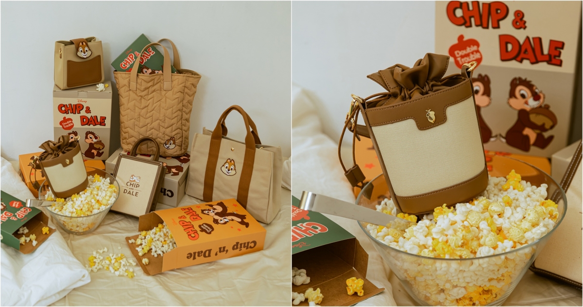 Grace Gift 迪士尼奇奇蒂蒂款帆布拼接水桶包,NT$1,199