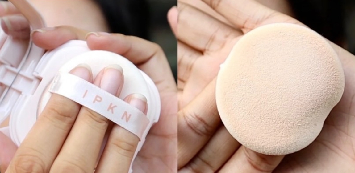 粉餅使用順序：化妝水、精華保濕>>妝前乳、隔離霜>>粉餅