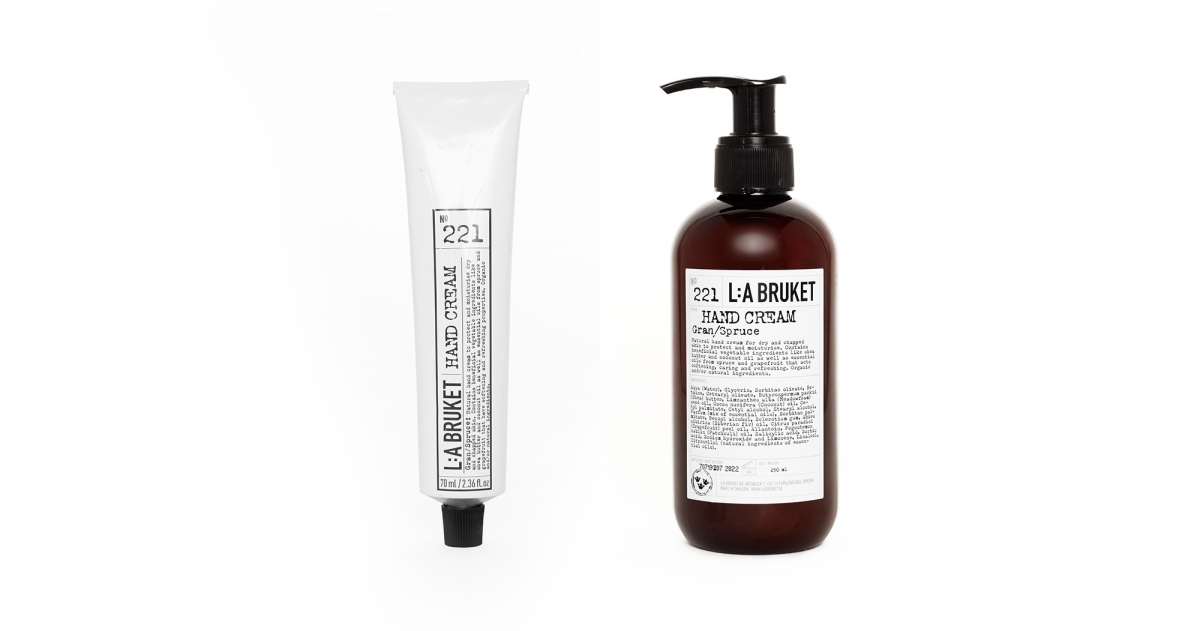 L:A BRUKET 雲杉護手霜 30ml / NT$550、70ml / NT$900 240ml / NT$1650