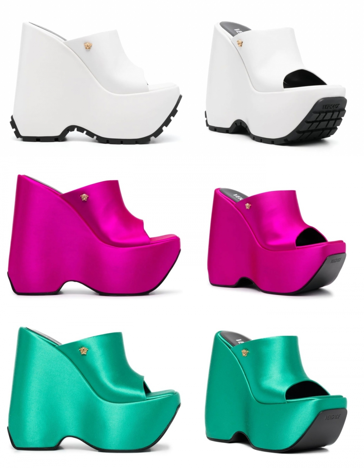 Versace Triplatform leather mules