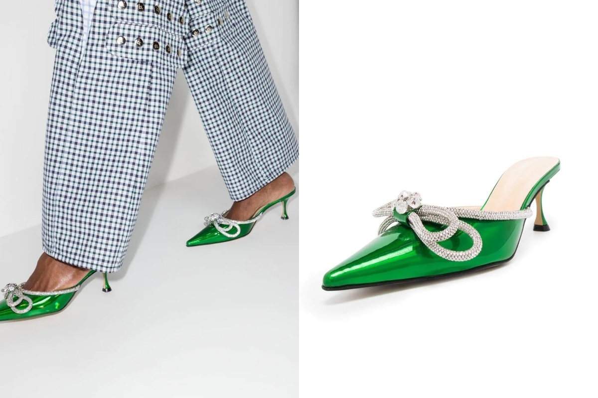 MACH & MACH 75mm bow-detail pointed pumps