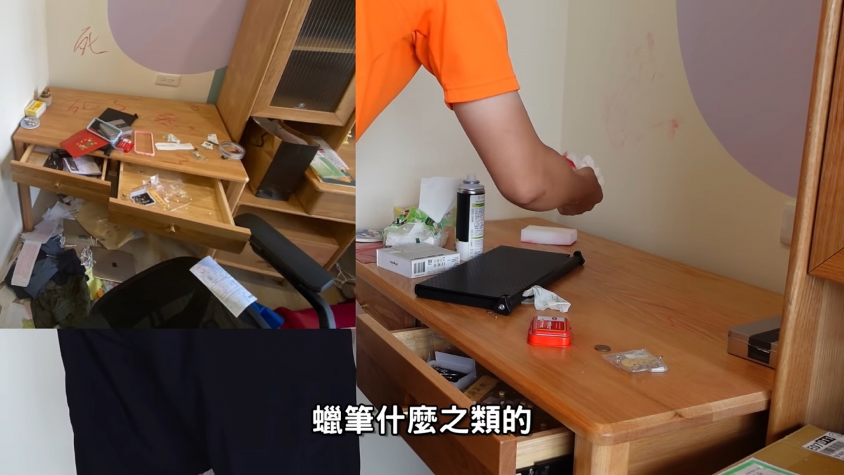 Amber當時狂用口紅和蠟筆寫下媽寶字眼
