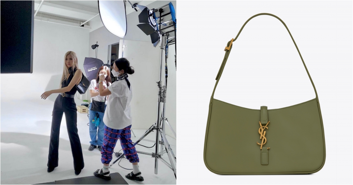 SAINT LAURENT LE 5 À 7酪梨綠色光滑小牛皮腋下包,NT$66,950