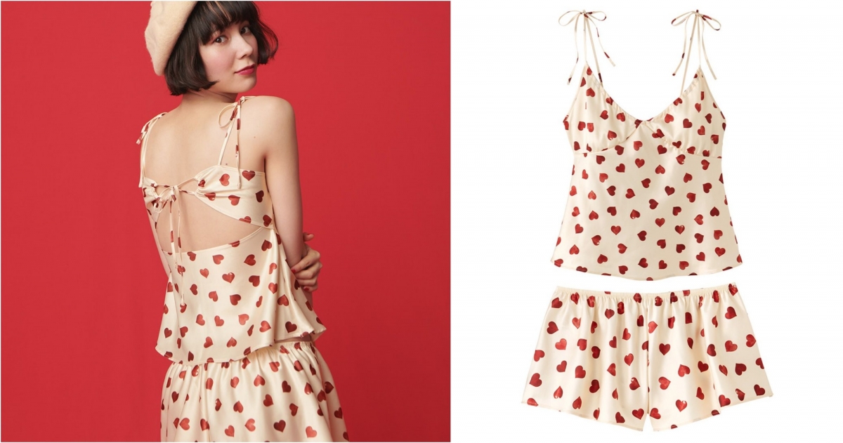 PEACH JOHN 古典愛心成套睡衣組 ，NT$1,590